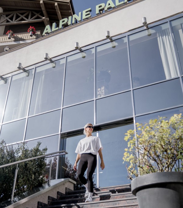 Stairs in front of the hotel