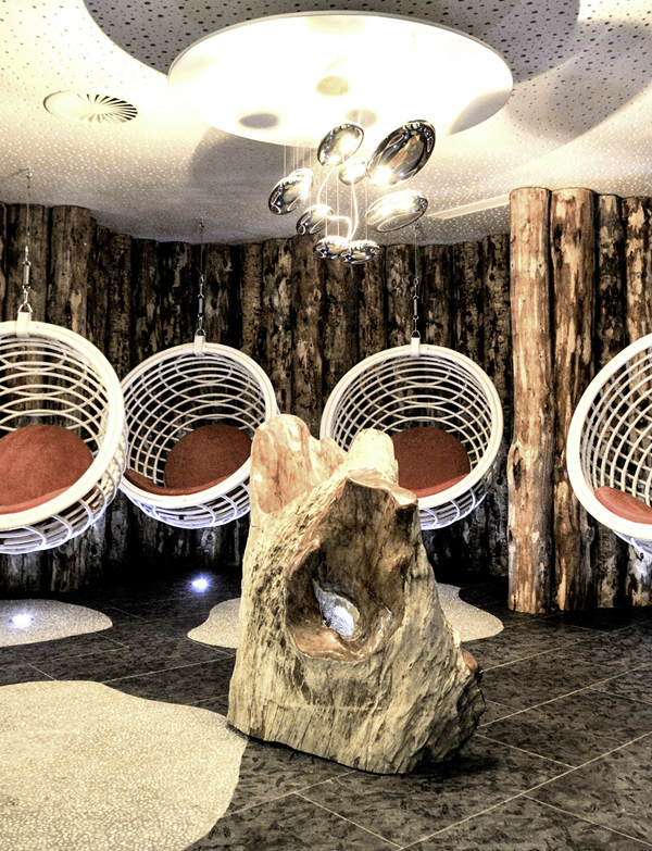 Hanging chairs in the relaxation room