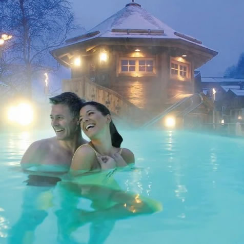Outdoor pool heated in winter